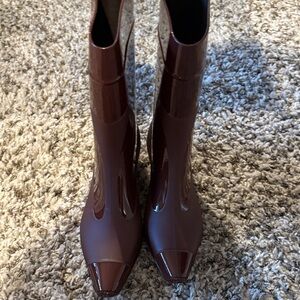 Jeffrey Campbell Glossy Burgundy Heeled Boots